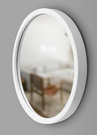 Зеркало круглое деревянное luxury wood perfection snow white ясень 65 см3 фото