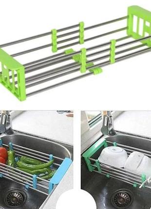 Многофункциональная складная кухонная полка kitchen drain shelf rack от 33см до 48см salemarket7 фото
