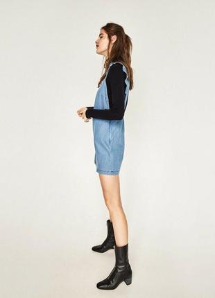 Джинсовый сарафан платье деним zara denim с крылышками на бретелях4 фото