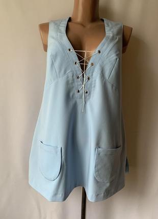 Красивая удлиненная блузка туника с карманами ledy vik