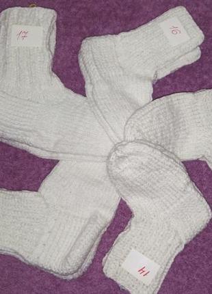 Вязанные шерстяные детские белые носки1 фото