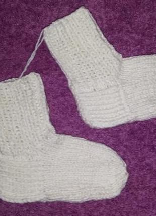 Вязанные шерстяные детские белые носки6 фото