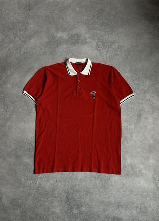 Trussardi jeans premium polo shirt red mens1 фото