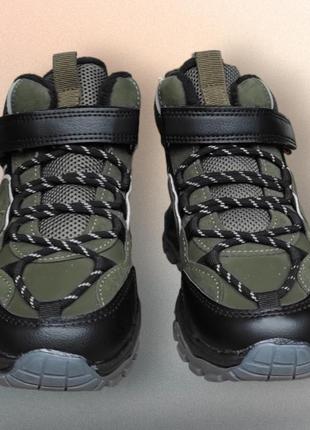 Детские деми ботинки, кроссовки, кеды хайтопы утепленные для мальчика девочки весна осень хаки