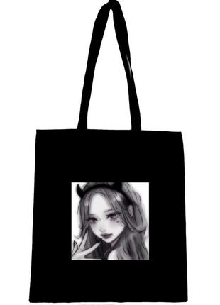 Еко сумка шопер торба з принтом " аниме дівчина, anime bad girl  "
