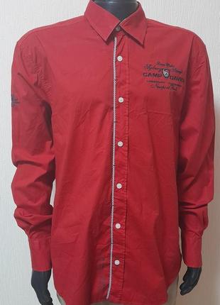 Красивая хлопковая рубашка красного цвета camp david premium muscle fit made in turkey1 фото