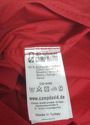 Красивая хлопковая рубашка красного цвета camp david premium muscle fit made in turkey7 фото