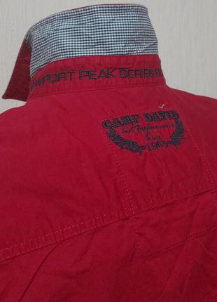 Красивая хлопковая рубашка красного цвета camp david premium muscle fit made in turkey5 фото