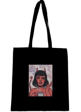 Еко сумка шопер з принтом " дівчина демон "