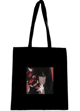 Еко сумка шопер торба з принтом котик  " дівчина в масці хання "