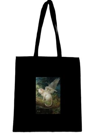Еко сумка шопер з принтом картина  " кіт янгол "