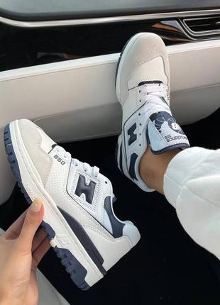 Жіночі шкіряні кросівки new balance 550 white navy нью беланс 550