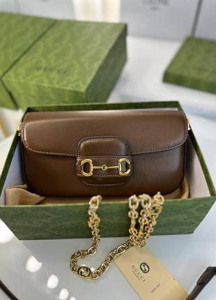 Жіноча рижа сумка на плече Маленькая сумочка gucci, гуччі хорсебіт