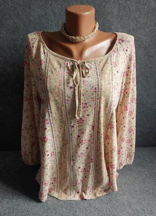 Натуральная нюдовая трикотажная блуза лонгслив кофточка  46-48 размера9 фото