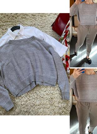 Базовый серый хлопковый укороченный свитер оверсайз,cotton-on,pm-l