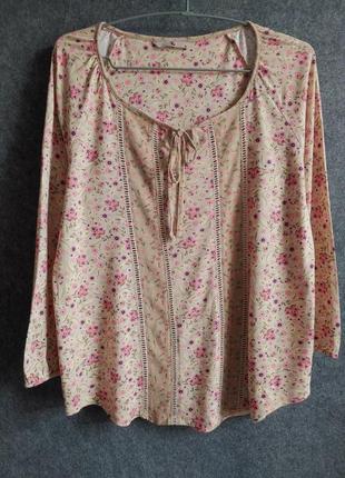 Натуральная нюдовая трикотажная блуза лонгслив кофточка  46-48 размера5 фото