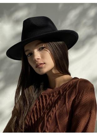 Шляпа женская фетровая ковбойка черного цвета1 фото
