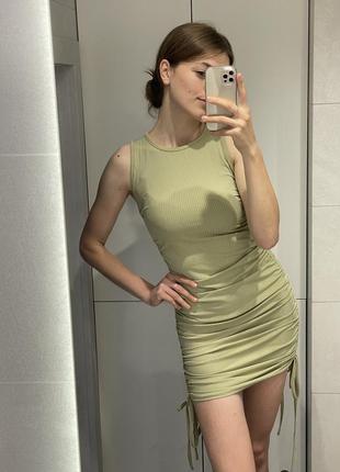 Неймовірна зелена сукня, коротка сукня із зсувками4 фото