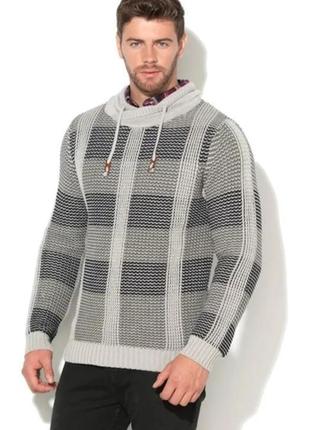 Шикарний в'язаний светр сірого кольору із суміші акрилу та бавовни desigual man made in turkey