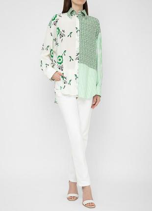 Рубашка в стиле пэчворк, шелк натуральный, италия, премиум бренд/ermanno scervino1 фото