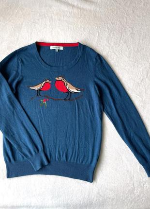 Шерстяной джемпер dickins&jones р. l свитер кофта с птицами, шерсть1 фото