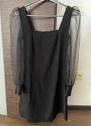 Вечернее мини платье с рукавами фонариками