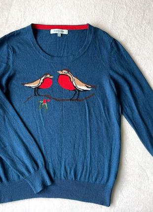 Шерстяной джемпер dickins&jones р. l свитер кофта с птицами, шерсть2 фото