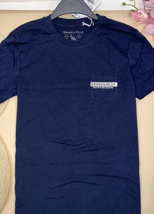 Футболка синього кольору 100% бавовна //розмір: 152 (11/12 років)