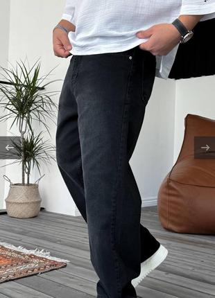 Мужские широкие джинсы черные / повседневные штаны джинсы для мужчин6 фото