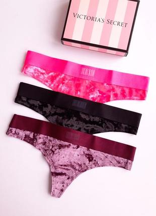 Набір бархатних трусиків вікторія сікрет victoria's secret оригінал2 фото