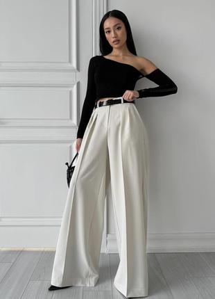 Стильные женские брюки - палаццо бело-серые однотонные клсични брюки* люкс качество