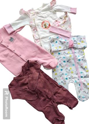 Пакет набор детской одежды комбинезон человечек слип для новорожденных 0-3 месяцев 56 62 см2 фото
