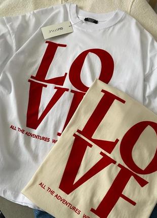 Женская хлопковая футболка с надписью love2 фото