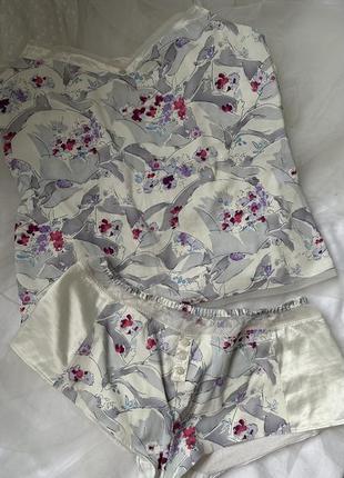 Пижамный комплект calvin klein, пижама с шортиками, пижамка нежная, пижама в цветок5 фото