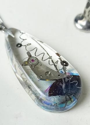 Пташка - авторський кулон ручної роботи з деталями годинника