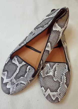 Туфлі лофери зміїний принт h&m розмір 39. балетки . лофери