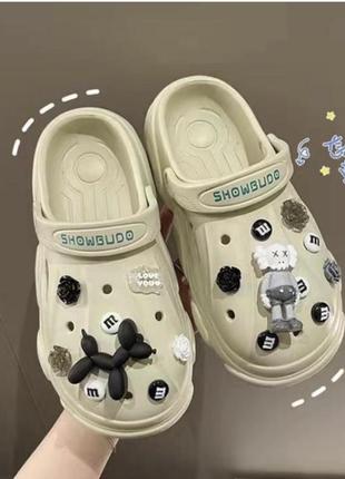 Легкие шлепки сабо шлепанцы кроксы snowbudo в стиле crocs