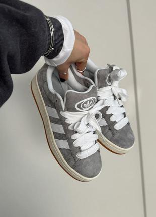 Чоловічі кросівки adidas campus grey white адідас кампус сірого з білим кольорів