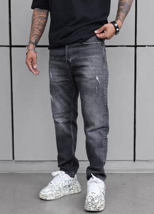 Чоловічі джинси мом темно сірі / повсякденні штани джинси для чоловіків5 фото