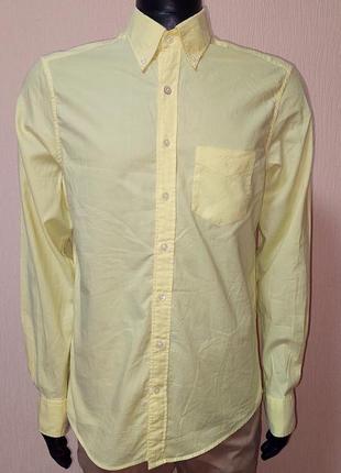 Шикарная рубашка жёлтого цвета из 100% хлопка gant washed pinpoint oxford fitted1 фото