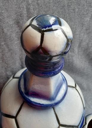 Штоф и три рюмки футбол, мяч, керамика.3 фото