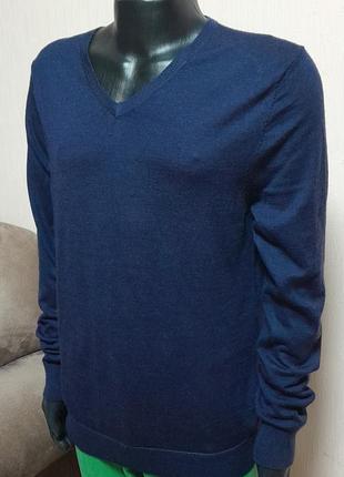 Неперевершений пуловер синього кольору 100% pure merino wool linea, 💯 оригінал2 фото
