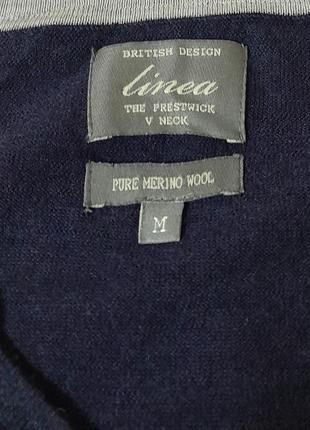 Неперевершений пуловер синього кольору 100% pure merino wool linea, 💯 оригінал6 фото