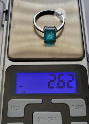Серебряное кольцо с турмалином параиба6 фото