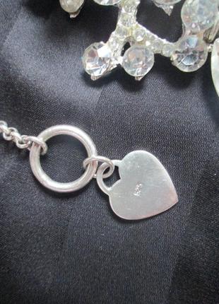 Винтажная серебряная цепочка чокер с подвеской сердечко 💜🌺💜4 фото