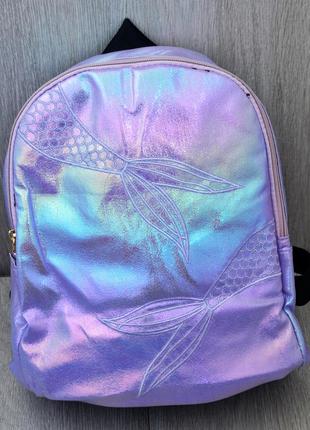 Рюкзак городской, школьный с накаткой русалка, глянцевый, ассортимент цветов