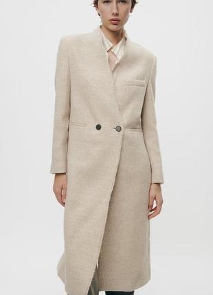 Нове пальто zara, 100% вовна, світле, м