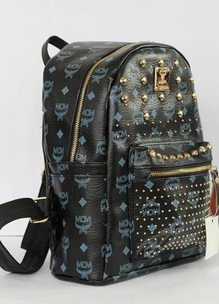 Стильний шкільний, підлітковий, студентський рюкзак з екошкіри, чорний1 фото
