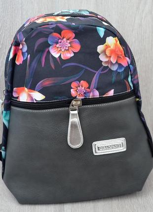 Стильный универсальный рюкзак из экокожи с цветочным принтом, ассортимент цветов1 фото