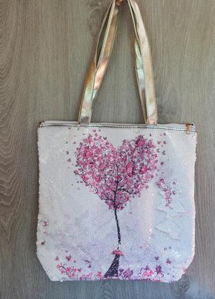 Стильная летняя городская, пляжная сумка с пайетками и принтом сердце, ассортимент цветов